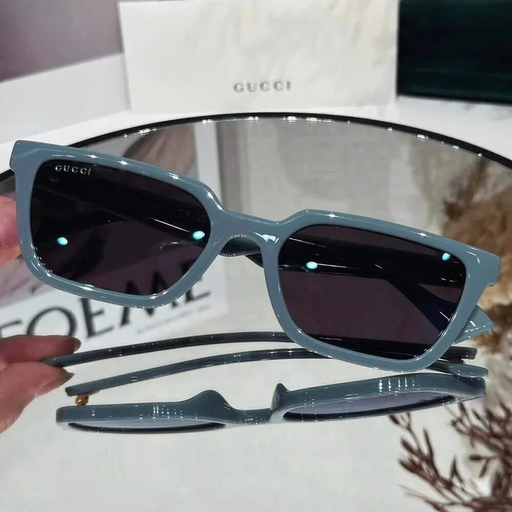 NWT Gucci GG1539S-003 Light Blue Square 55mm Sunglasses - Picture 3 of 6